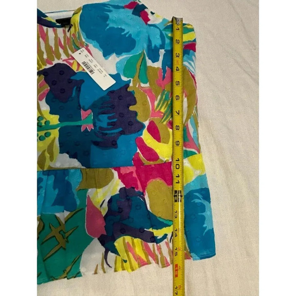 J. Crew Floral Tropical Peplum Tie Shoulder Tank Size 10 NEW - Picture 7 of 7